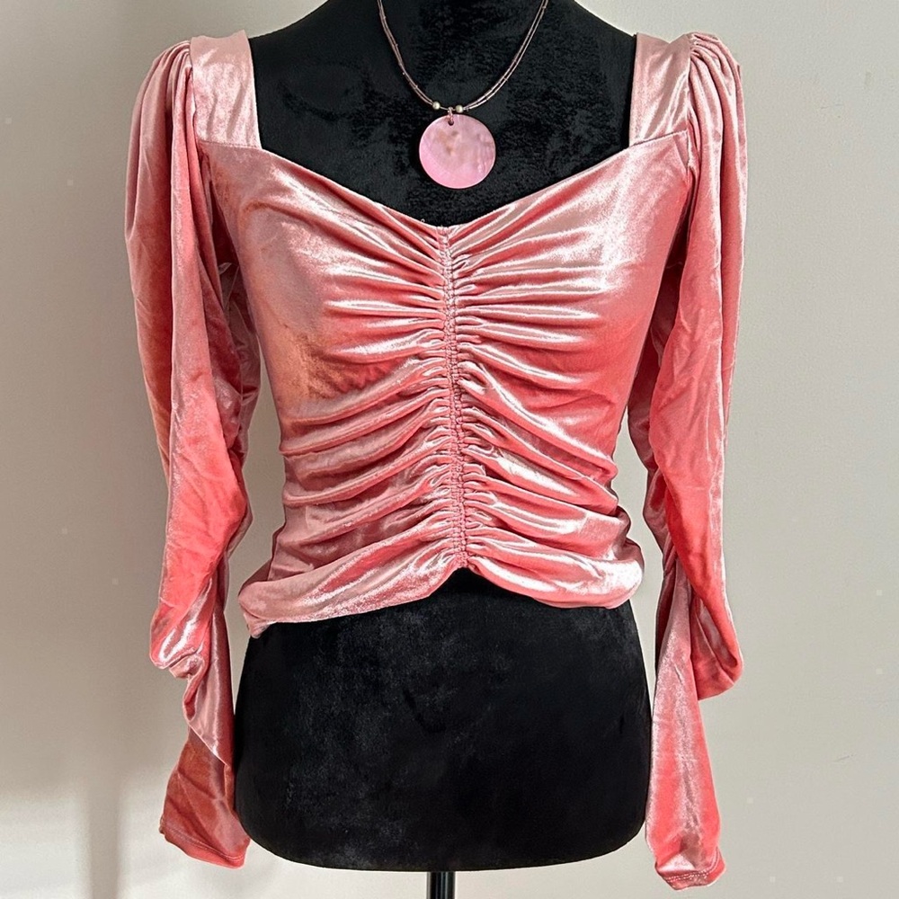 Express Pink Velvet Scrunch Top
